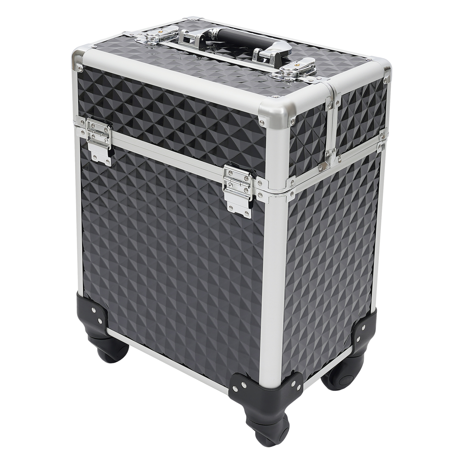 Professioneller Make-up-Koffer, multifunktionaler Kosmetikkoffer, großer Nagel-Trolley-Koffer, Schwarz Professioneller Make-up-Koffer, multifunktionaler Kosmetikkoffer, großer Nagel-Trolley-Koffer, Schwarz