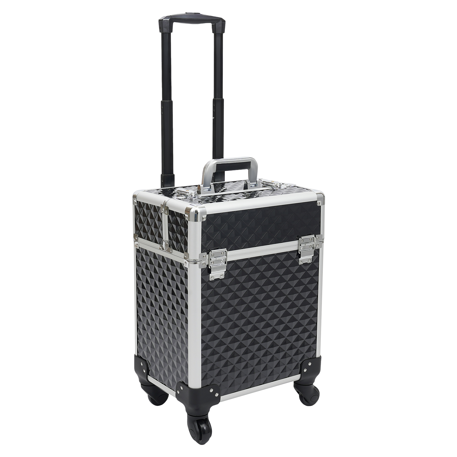 Professioneller Make-up-Koffer, multifunktionaler Kosmetikkoffer, großer Nagel-Trolley-Koffer, Schwarz Professioneller Make-up-Koffer, multifunktionaler Kosmetikkoffer, großer Nagel-Trolley-Koffer, Schwarz