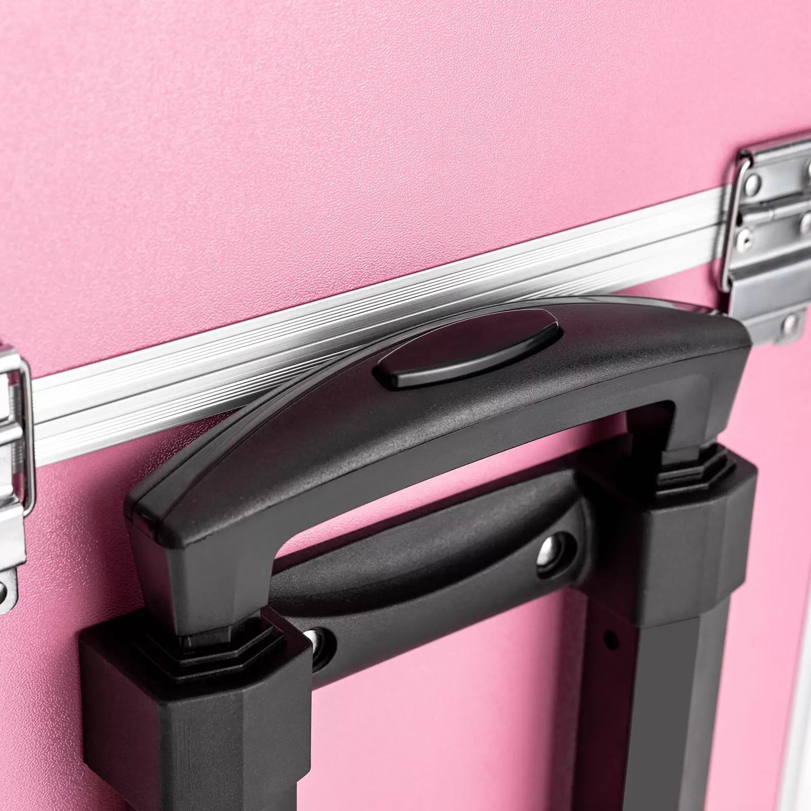Make-up Koffer, Kosmetikkoffer Trolley, mit 4 Universalrollen, mit 4 ausziehbaren Fächern, (Rosa)