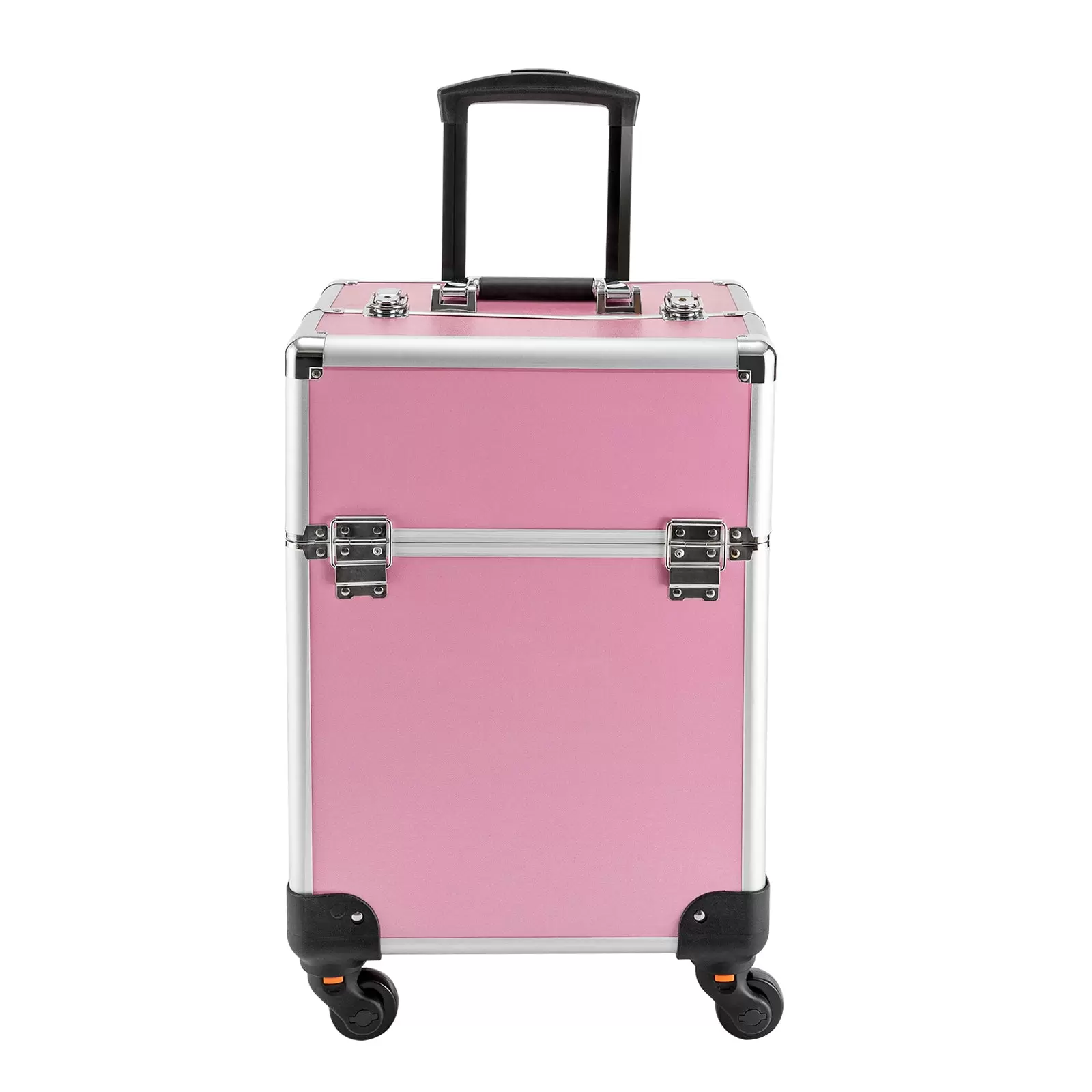 Make-up Koffer, Kosmetikkoffer Trolley, mit 4 Universalrollen, mit 4 ausziehbaren Fächern, (Rosa)