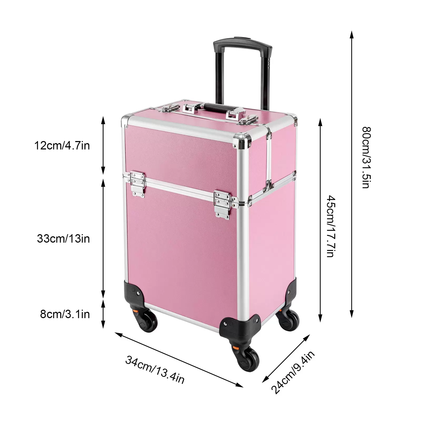 Make-up Koffer, Kosmetikkoffer Trolley, mit 4 Universalrollen, mit 4 ausziehbaren Fächern, (Rosa) Make-up Koffer, Kosmetikkoffer Trolley, mit 4 Universalrollen, mit 4 ausziehbaren Fächern, (Rosa)