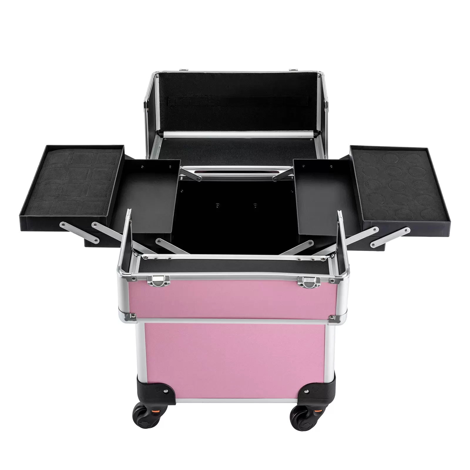 Make-up Koffer, Kosmetikkoffer Trolley, mit 4 Universalrollen, mit 4 ausziehbaren Fächern, (Rosa) Make-up Koffer, Kosmetikkoffer Trolley, mit 4 Universalrollen, mit 4 ausziehbaren Fächern, (Rosa)