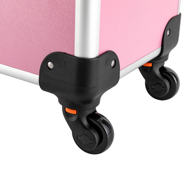 Make-up Koffer, Kosmetikkoffer Trolley, mit 4 Universalrollen, mit 4 ausziehbaren Fächern, (Rosa)