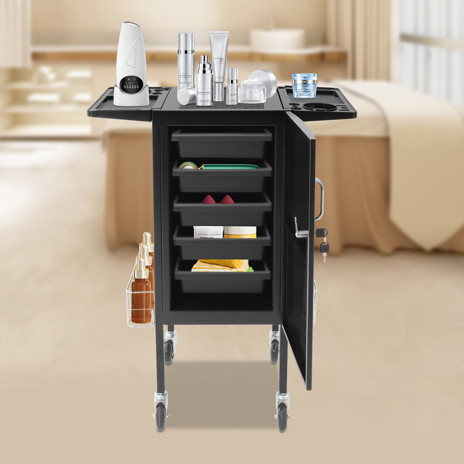 Salon Storage Cart, Rolling Salon Cart, Storage Cart with 5 Drawers for Various Occasions such as Barber Stores, Hospitals