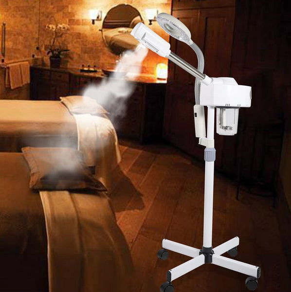 2 IN 1 Gesichtsdampfer und Lupenleuchte LED Dampf Maschine Spa Luftbefeuchter