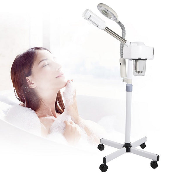 2 IN 1 Gesichtsdampfer und Lupenleuchte LED Dampf Maschine Spa Luftbefeuchter