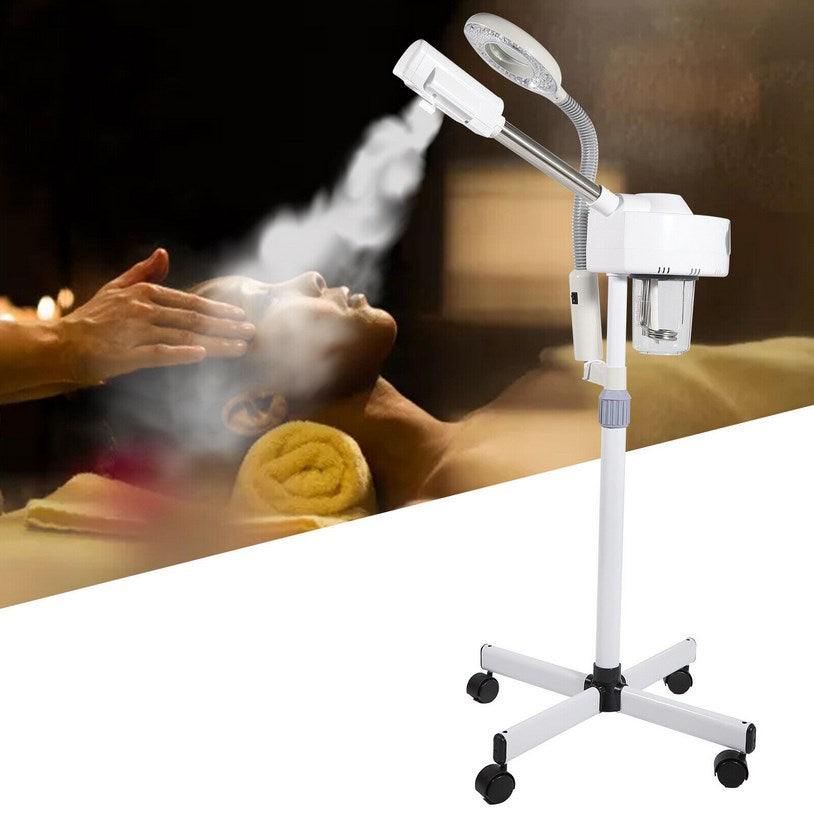 2 IN 1 Gesichtsdampfer und Lupenleuchte LED Dampf Maschine Spa Luftbefeuchter