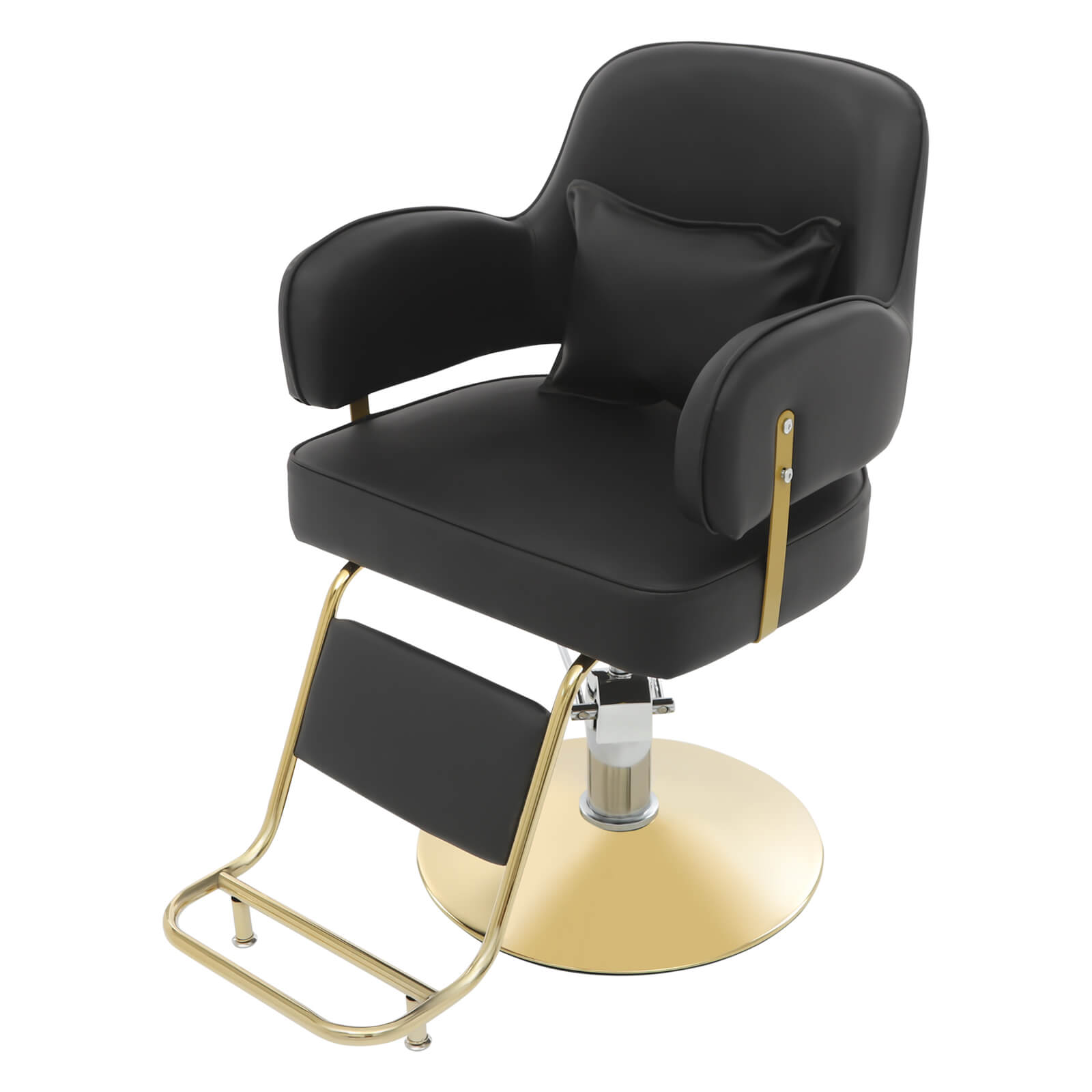 Black and Gold Hairdressing Chair, Rotatable Hairdressing Chair, Barber Chair Iron, and PU