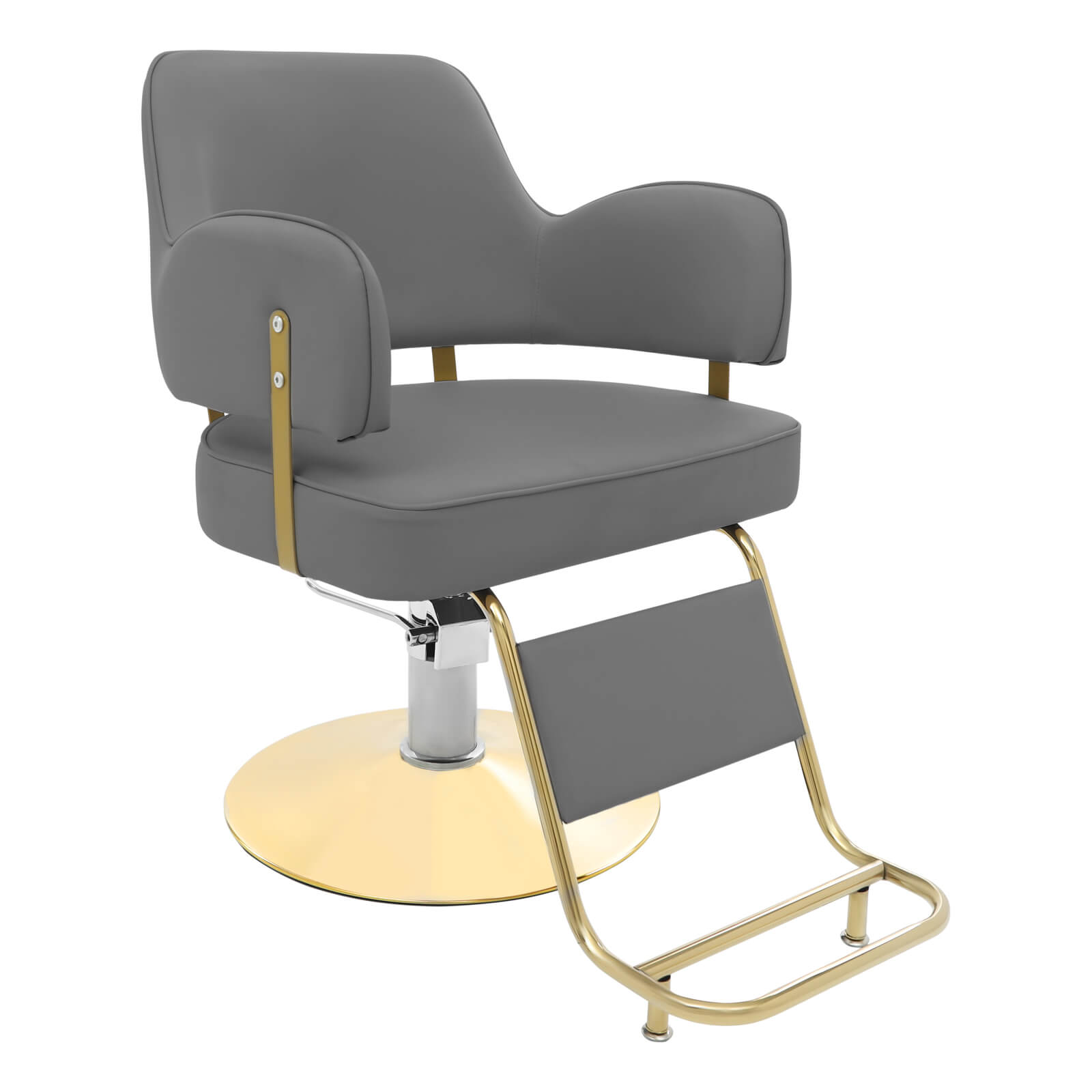 Dark Grey and Gold Hairdressing Chair, Rotatable Hairdressing Chair, Barber Chair Iron, and PU