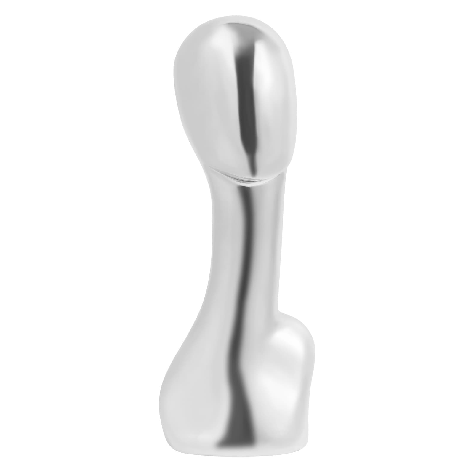 Galvanisiertes Sitzkopfmodell mit langem Hals und Perückenhut - Silber, Mannequinkopf, Tischmannequinkopf