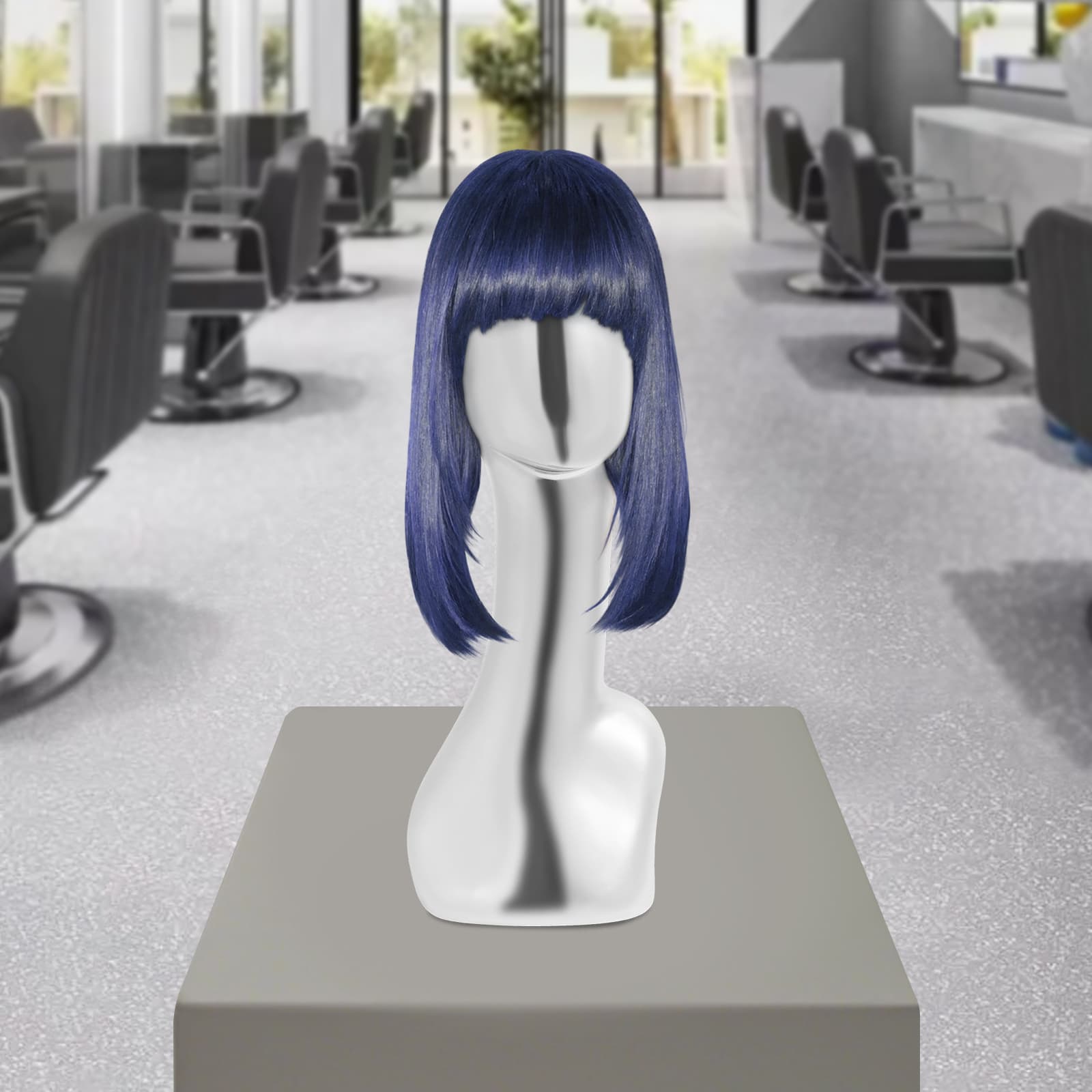 Galvanisiertes Sitzkopfmodell mit langem Hals und Perückenhut - Silber, Mannequinkopf, Tischmannequinkopf Galvanisiertes Sitzkopfmodell mit langem Hals und Perückenhut - Silber, Mannequinkopf, Tischmannequinkopf