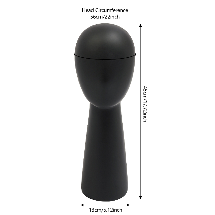 Hut-Perücken-Ausstellungsstand, Simulationskopf-Modell-Ausstellungsstand, Kopfumfang 56 cm – Schwarz