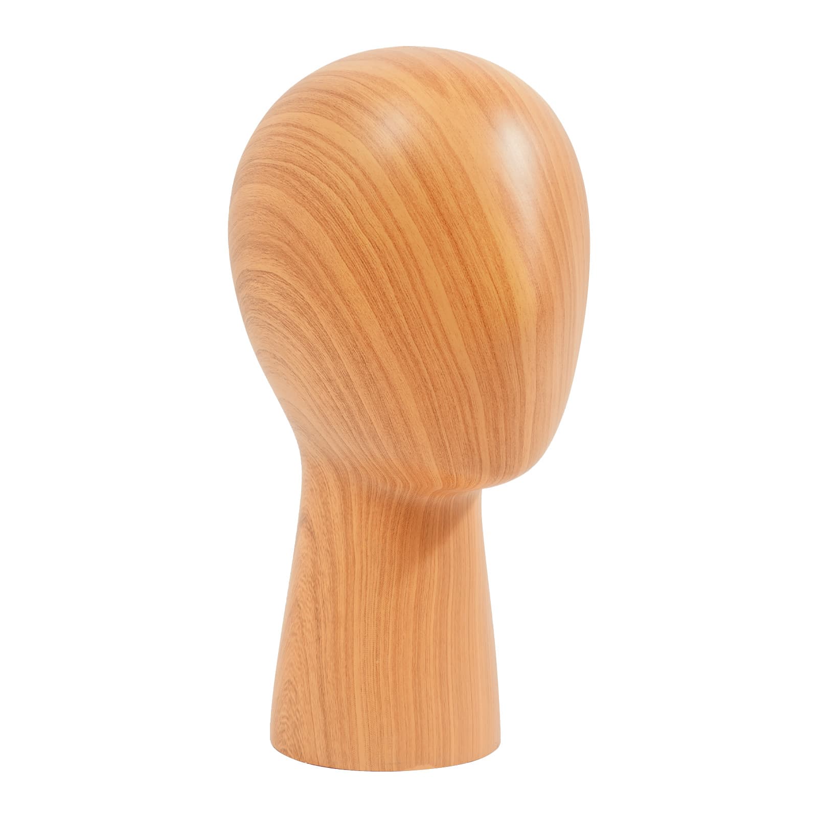 Kurzer Schaukopf, Modellkopfumfang 56 cm, dunkle Holzmaserung, Hut-/Perückenständer, Simulationskopfständer, Schaufensterpuppenkopfständer