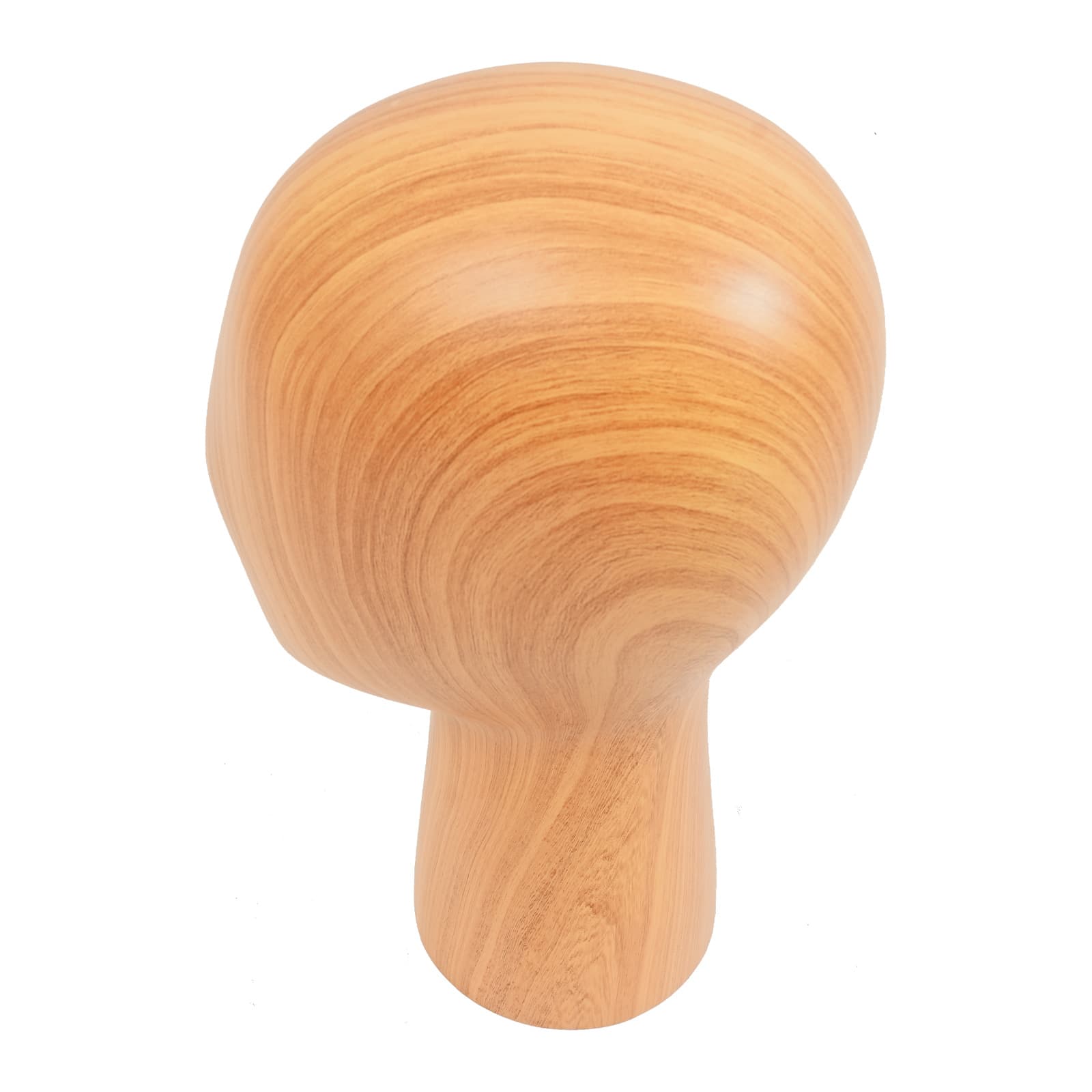Kurzer Schaukopf, Modellkopfumfang 56 cm, dunkle Holzmaserung, Hut-/Perückenständer, Simulationskopfständer, Schaufensterpuppenkopfständer