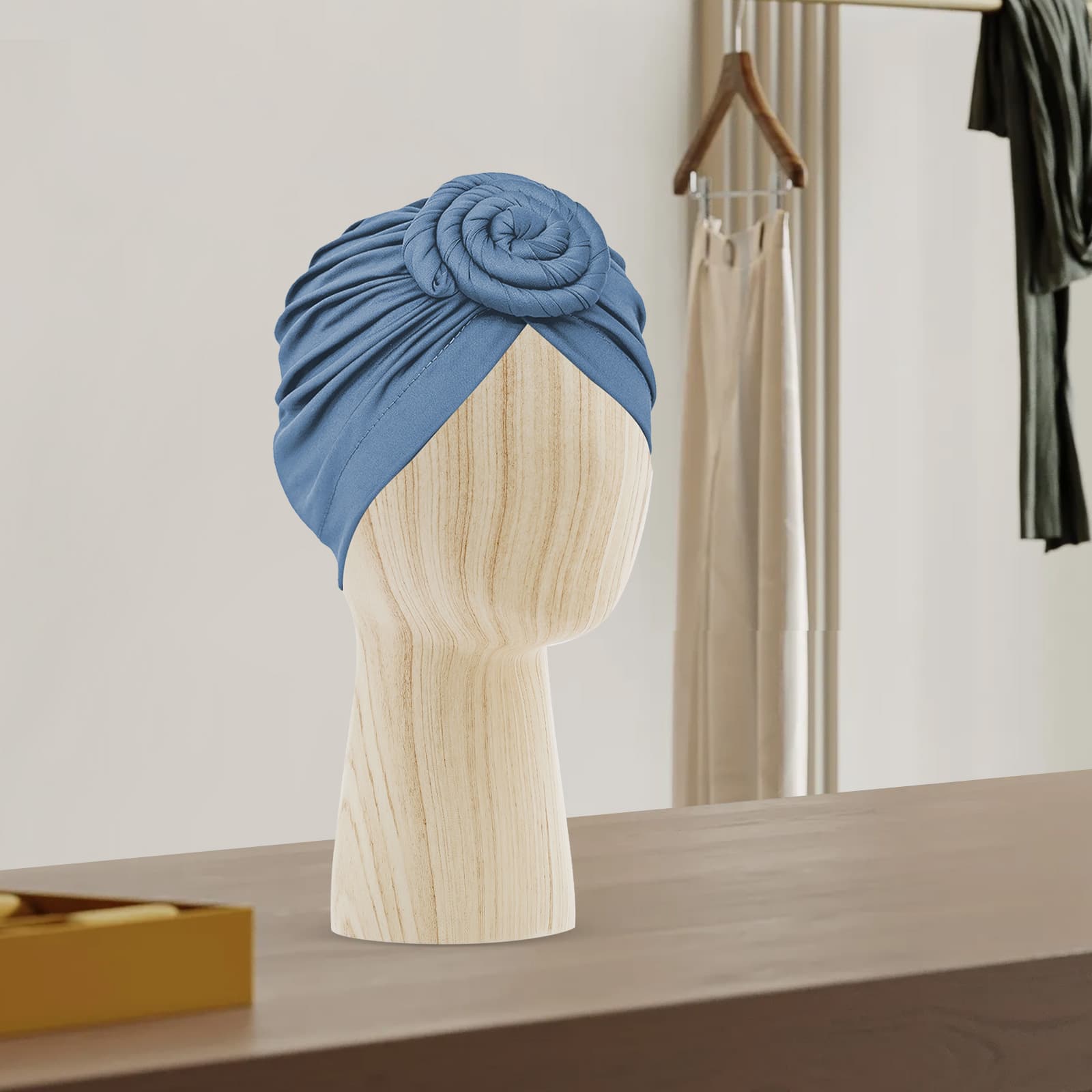 Tête courte de présentation, modèle de tête, circonférence de 56 cm - grain de bois clair, présentoir pour chapeau, perruque, présentoir pour tête de simulation