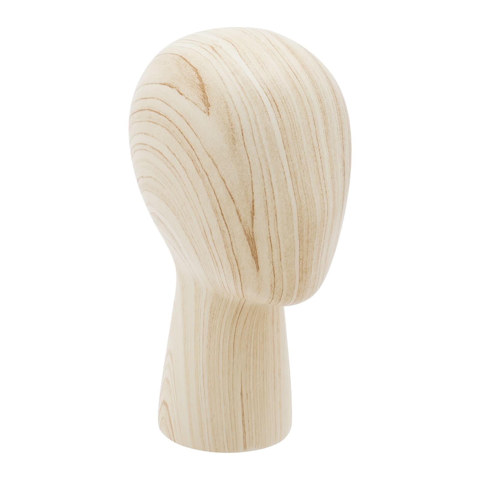Kurzer Schaukopf, Modellkopfumfang 56 cm, helle Holzmaserung, Hut-/Perückenständer, Simulationskopfständer, Schaufensterpuppenkopfständer