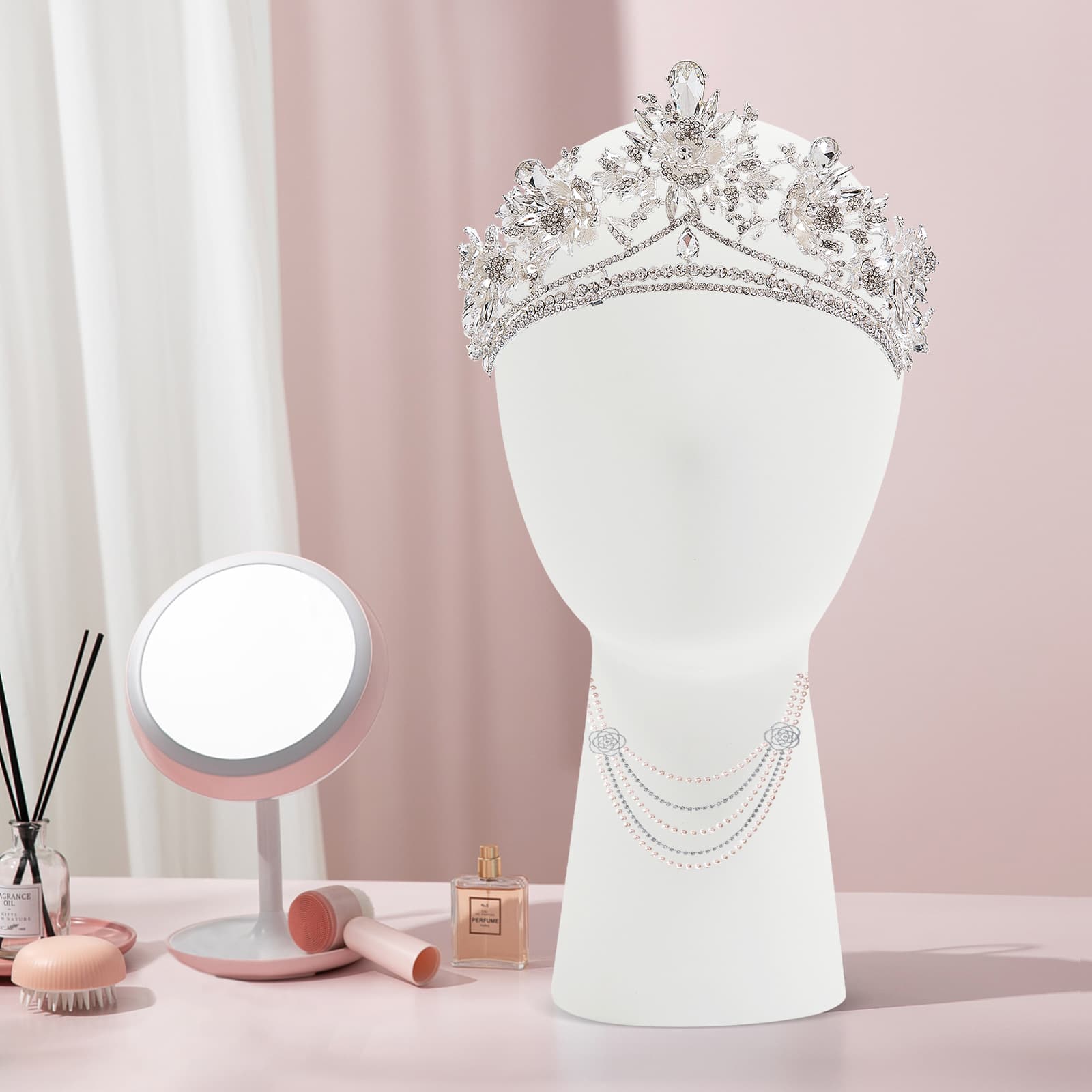 Tête de mannequin courte, circonférence de la tête 56 cm, blanc, présentoir pour chapeau, perruque, présentoir pour tête de simulation, présentoir pour tête de mannequin