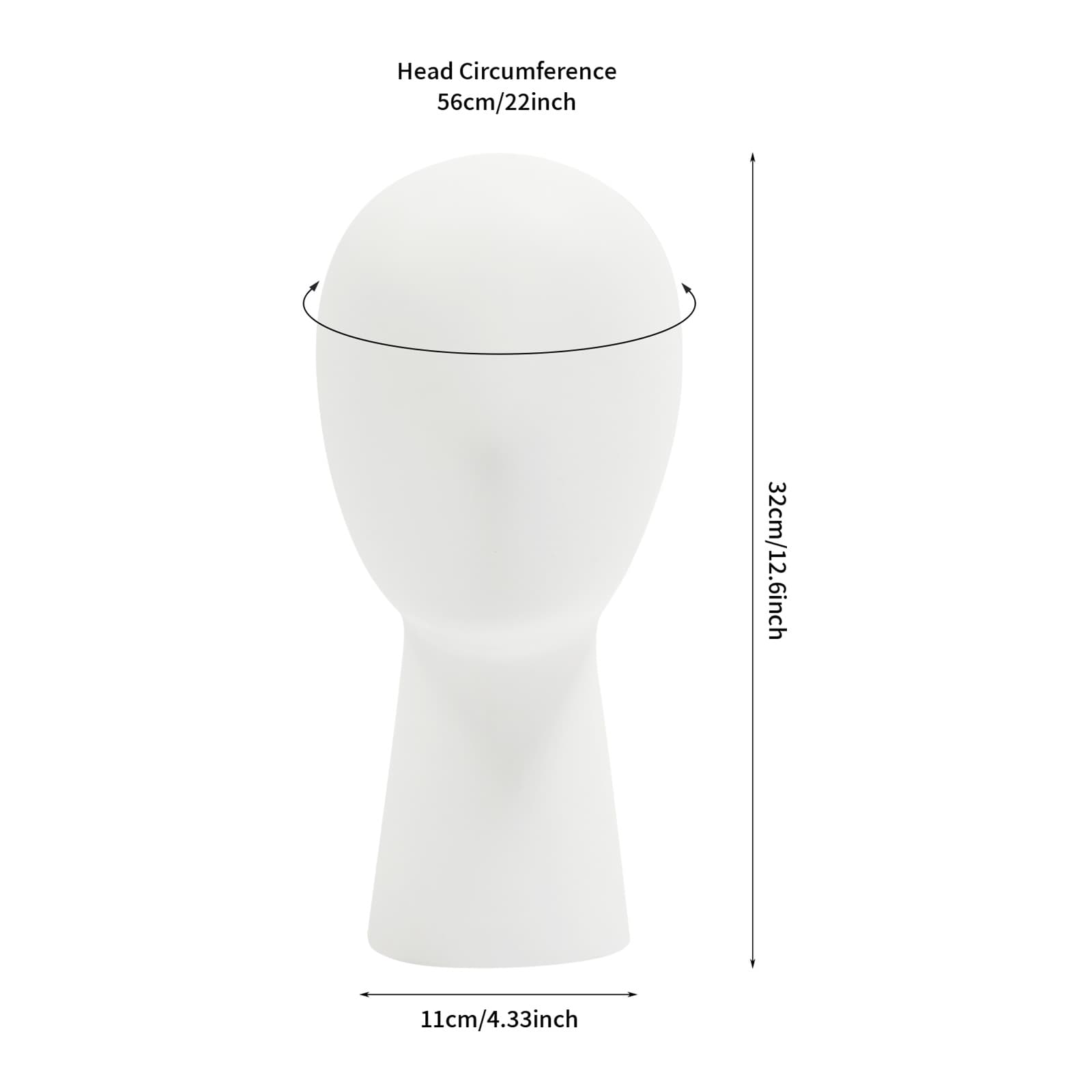 Tête de mannequin courte, circonférence de la tête 56 cm, blanc, présentoir pour chapeau, perruque, présentoir pour tête de simulation, présentoir pour tête de mannequin