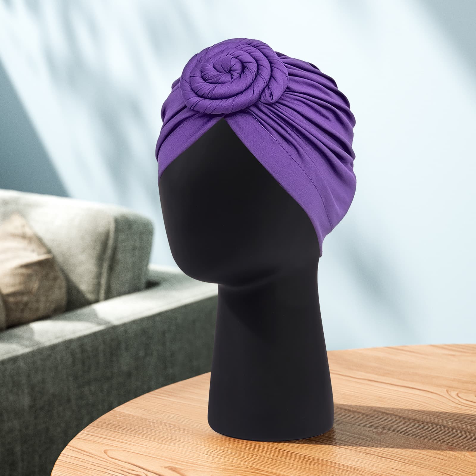 Kurzer Schaufensterkopf, Kopfumfang 56 cm, schwarz. Schaufensterpuppenkopfständer, Schaufensterpuppenkopfständer