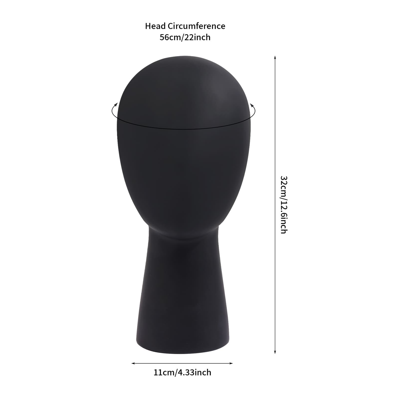 Kurzer Schaufensterkopf, Kopfumfang 56 cm, schwarz. Schaufensterpuppenkopfständer, Schaufensterpuppenkopfständer