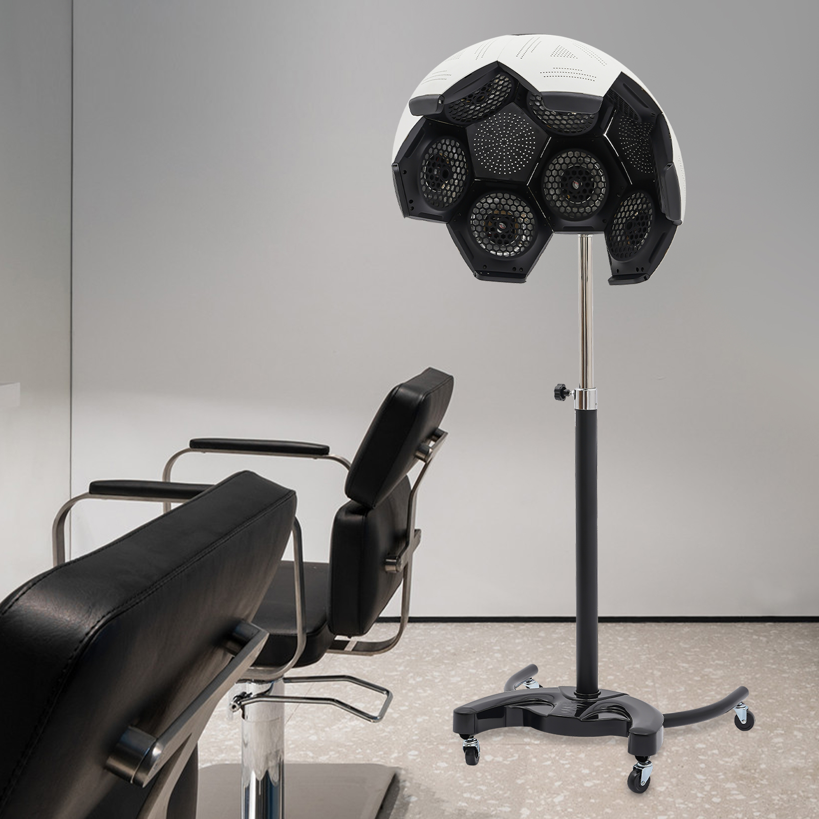Multifunktionale Haarbehandlungsmaschine, höhenverstellbarer, stehender Haartrockner, Salontrockner mit rollenden Rädern
