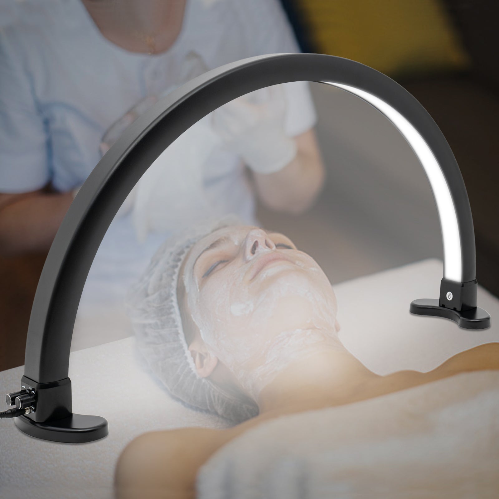 Halbmond-Nagel-Schreibtischlampe, 45 W, 2700–5600 K, dreifarbige LED für Wimpernverlängerung, Kosmetikerin, Hautschönheit (schwarz) Halbmond-Nagel-Schreibtischlampe, 45 W, 2700–5600 K, dreifarbige LED für Wimpernverlängerung, Kosmetikerin, Hautschönheit (schwarz)
