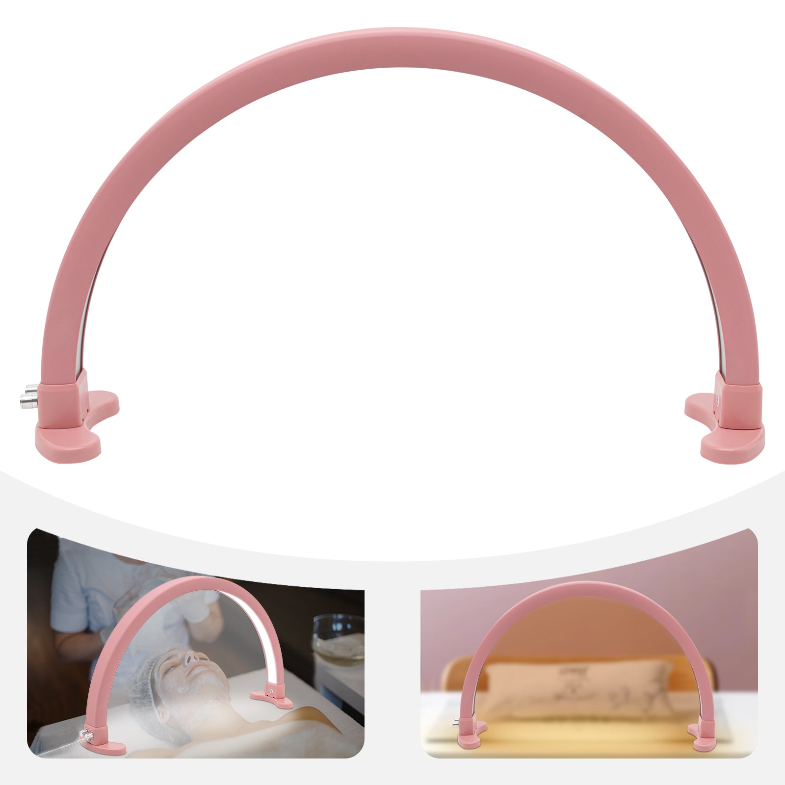 Halbmond-Nagel-Schreibtischlampe, 45 W, 2700–5600 K, dreifarbige LED für Wimpernverlängerung, Kosmetikerin (Pink)