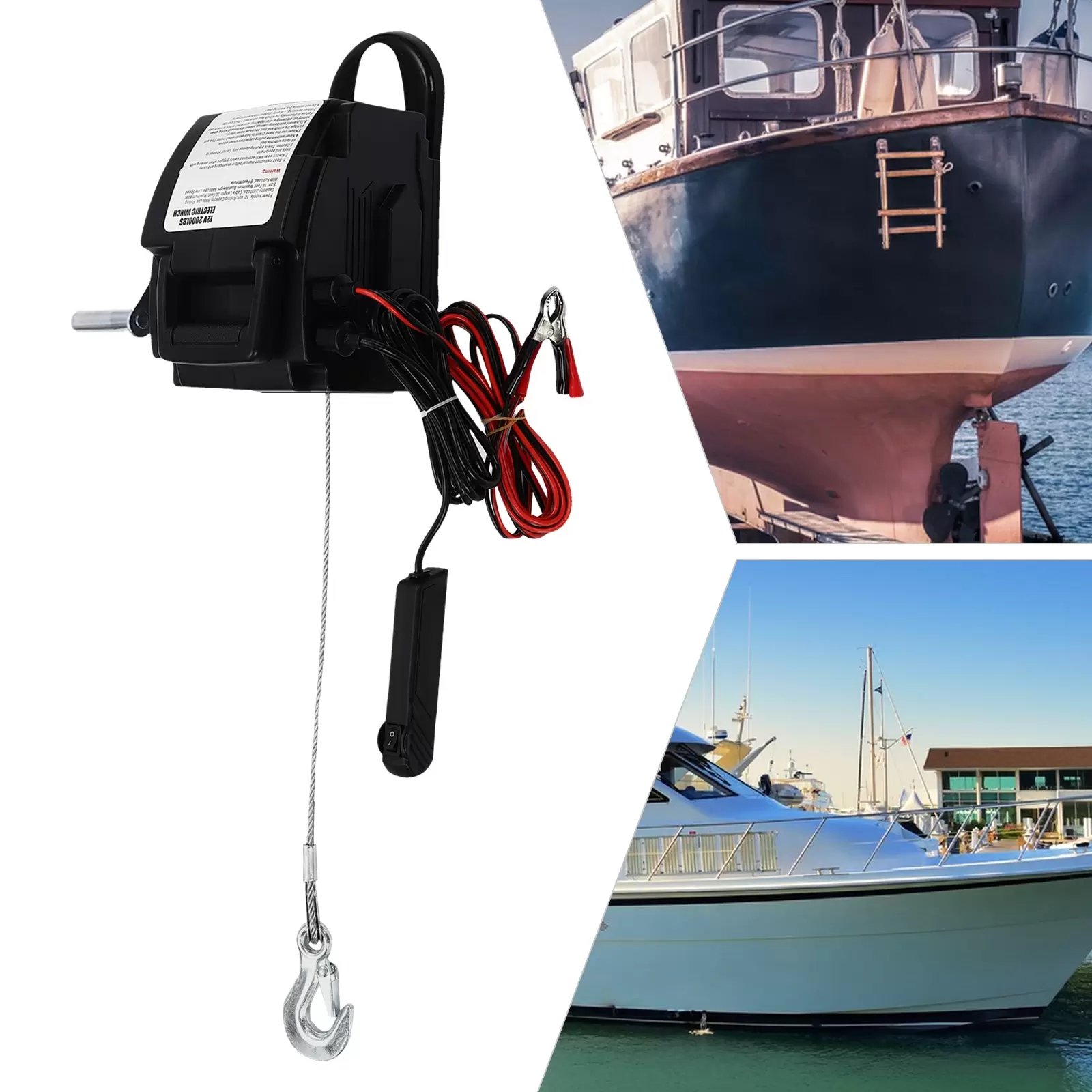 Elektrische Ankerwinde mit drahtloser Fernbedienung 906 kg 6000 lbs Kabel 3m 12V 300W Elektrische Ankerwinde mit drahtloser Fernbedienung 906 kg 6000 lbs Kabel 3m 12V 300W