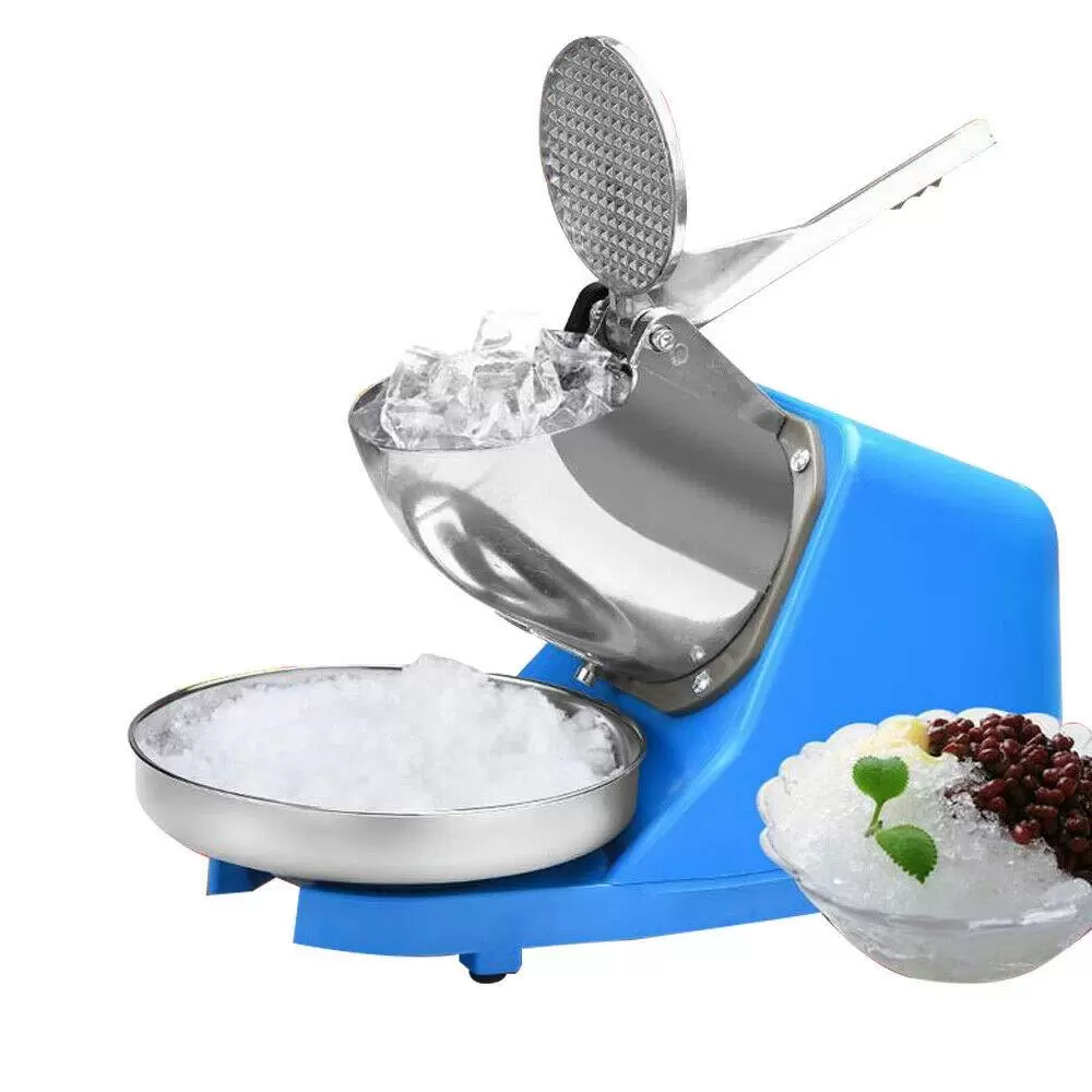 220V Edelstahl Ice Crusher Elektrischer Crusheisbereiter Eiswürfel Eiszerkleinerer Blau