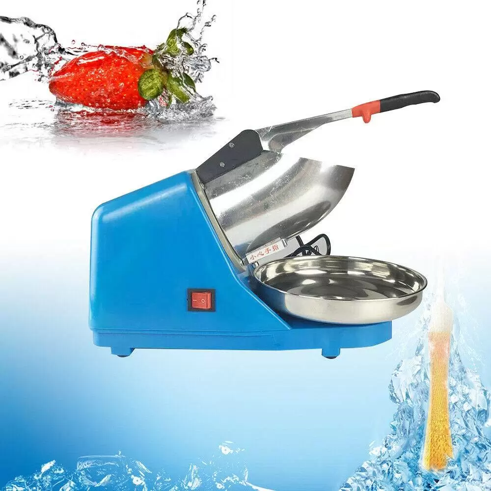 220V Edelstahl Ice Crusher Elektrischer Crusheisbereiter Eiswürfel Eiszerkleinerer Blau