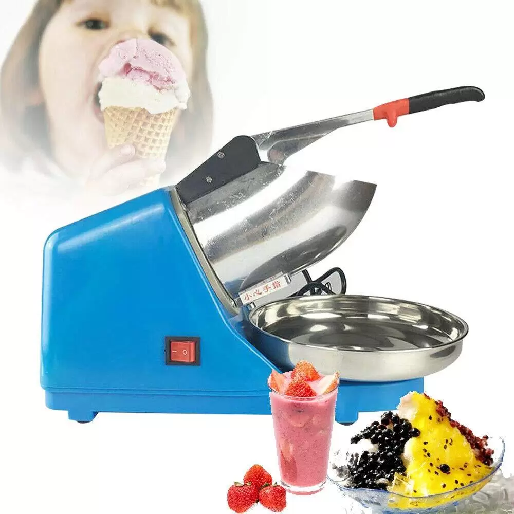 220V Edelstahl Ice Crusher Elektrischer Crusheisbereiter Eiswürfel Eiszerkleinerer Blau