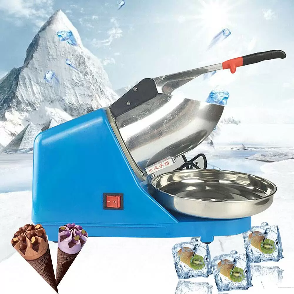 220V Edelstahl Ice Crusher Elektrischer Crusheisbereiter Eiswürfel Eiszerkleinerer Blau