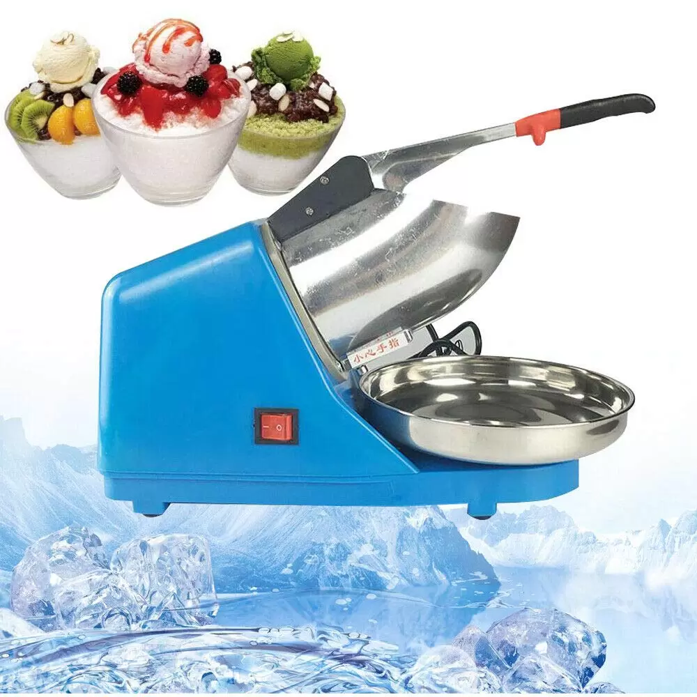220V Edelstahl Ice Crusher Elektrischer Crusheisbereiter Eiswürfel Eiszerkleinerer Blau
