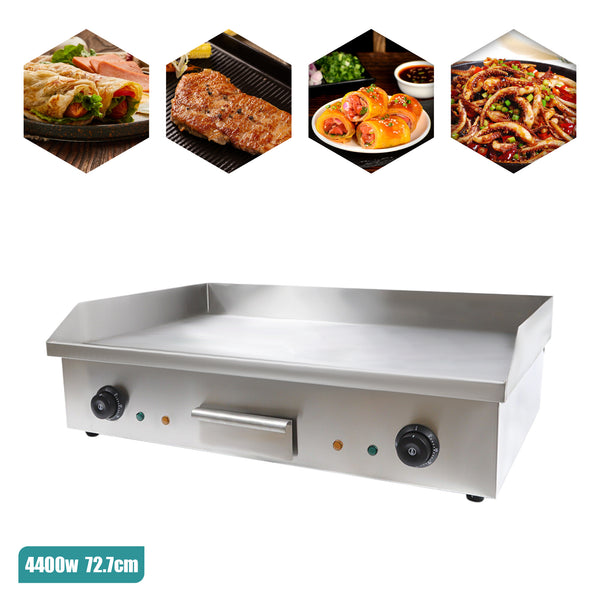 Gastronomie Grillplatte Grill Bratplatte(4400 W, 73x50 cm, 50-300°C, glatt, Gehäuse aus Edelstahl)