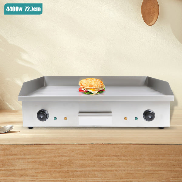 Gastronomie Grillplatte Grill Bratplatte(4400 W, 73x50 cm, 50-300°C, glatt, Gehäuse aus Edelstahl)