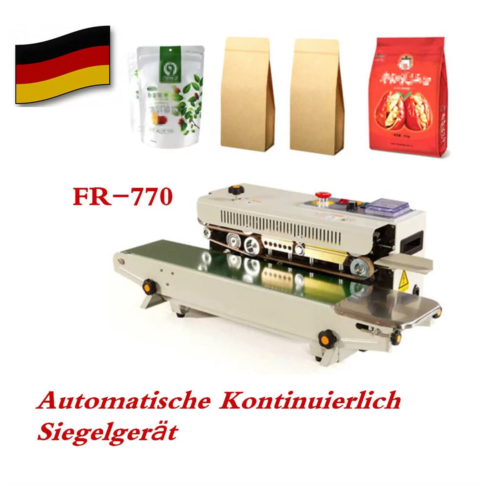 FR-770 Automatisch Kontinuierlich Plastiktüte Sealer Heißsiegelmaschine 0-300°C