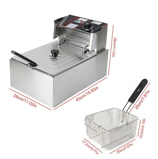 5.5L Elektrische Friteuse Fritteuse Fritöse Thermostaten Deep Fry Edelstahl Fritöse Fryer mit Kunststoffgriffen 2500W Single Fritteuse