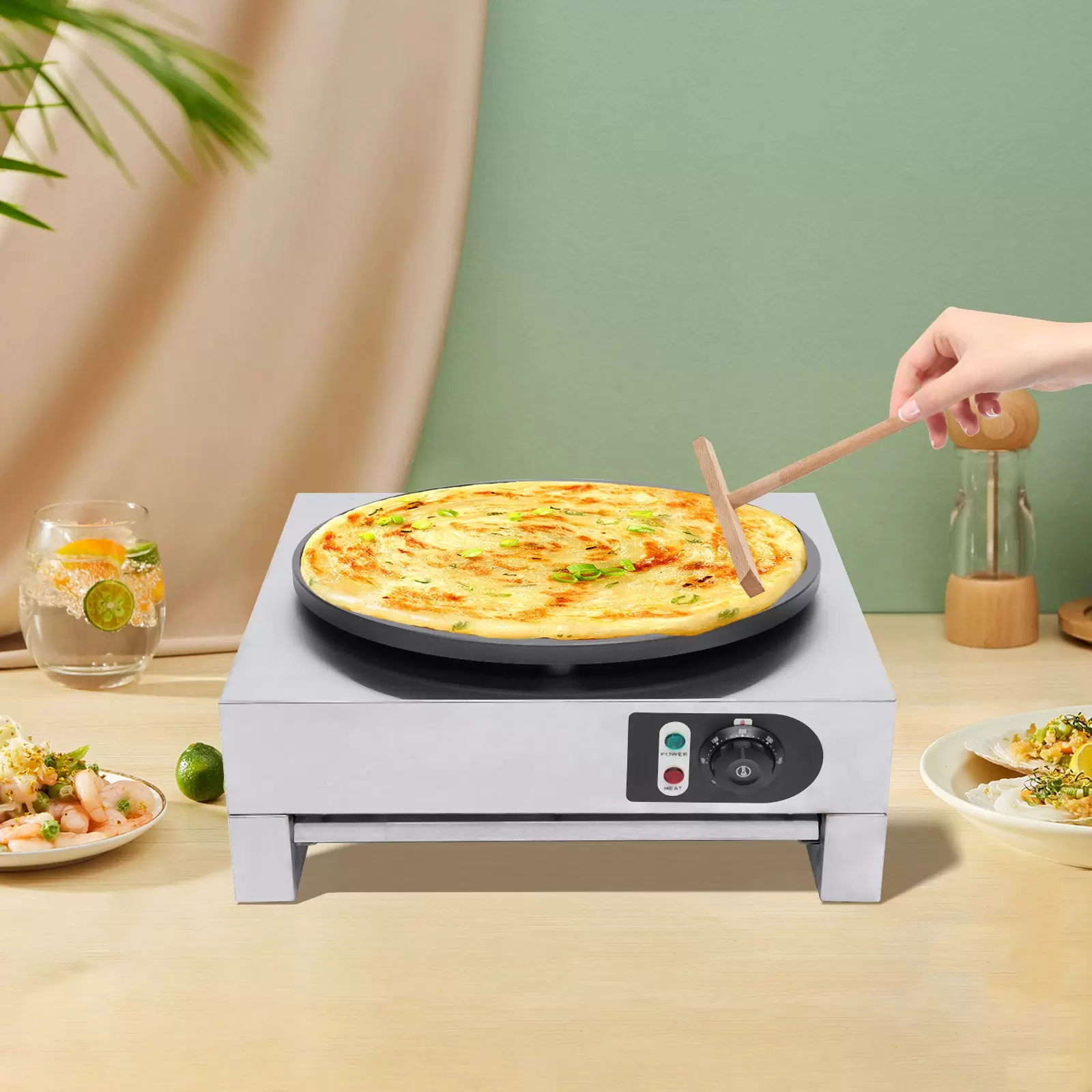 3000 Watt Profi Crepes Maker Crepesgerät Crepeseisen Crepesplatte Einstellbare Temperatur 50-300 ℃