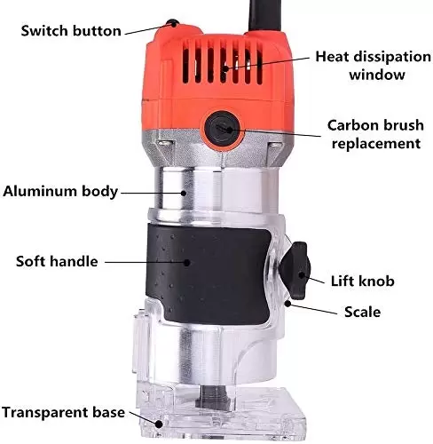 Elektrischer Trimmer Oberfräse Trim 6,35 mm (1/4), 580W 30000 U/min Holzbearbeitung Trimmer Elektrischer Trimmer Oberfräse Trim 6,35 mm (1/4), 580W 30000 U/min Holzbearbeitung Trimmer