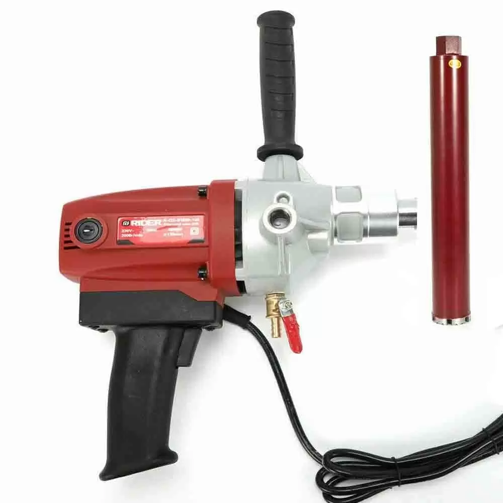 1600W 2000 r/min Kernbohrmaschine mit Ø63mm Diamantbohrkrone Diamant Kernbohrgerät Nass und Trocken Bohrmaschine mit Ständer