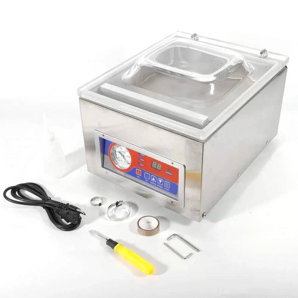 CNCEST Kammervakuumierer aus 2CFM Edelstahl -120W Vakuumverpackungsmaschine