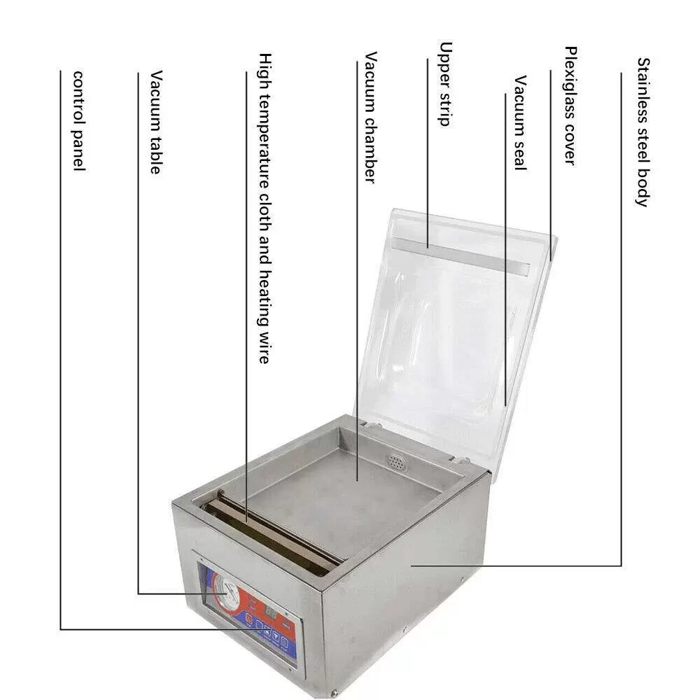 CNCEST Kammervakuumierer aus 2CFM Edelstahl -120W Vakuumverpackungsmaschine