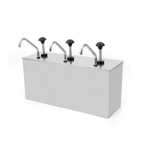 Soßenpumpenspender 3 * 4L Edelstahl Pumpspender Saucenspender Behälter Ketchup Senf Spender Küche