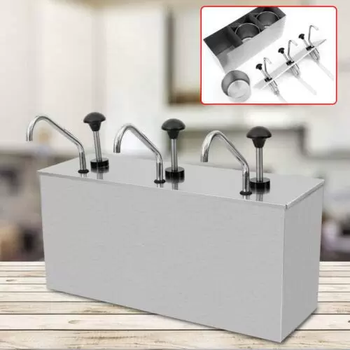 Soßenpumpenspender 3 * 4L Edelstahl Pumpspender Saucenspender Behälter Ketchup Senf Spender Küche