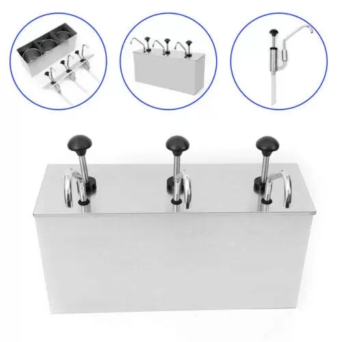 Soßenpumpenspender 3 * 4L Edelstahl Pumpspender Saucenspender Behälter Ketchup Senf Spender Küche