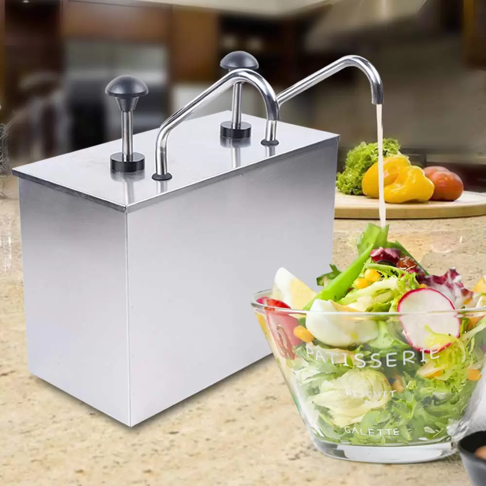 CNCEST 2X4L Edelstahl Pumpspender Soßenspender Mayonaise Senf Spender Saucenspender Dosierspender