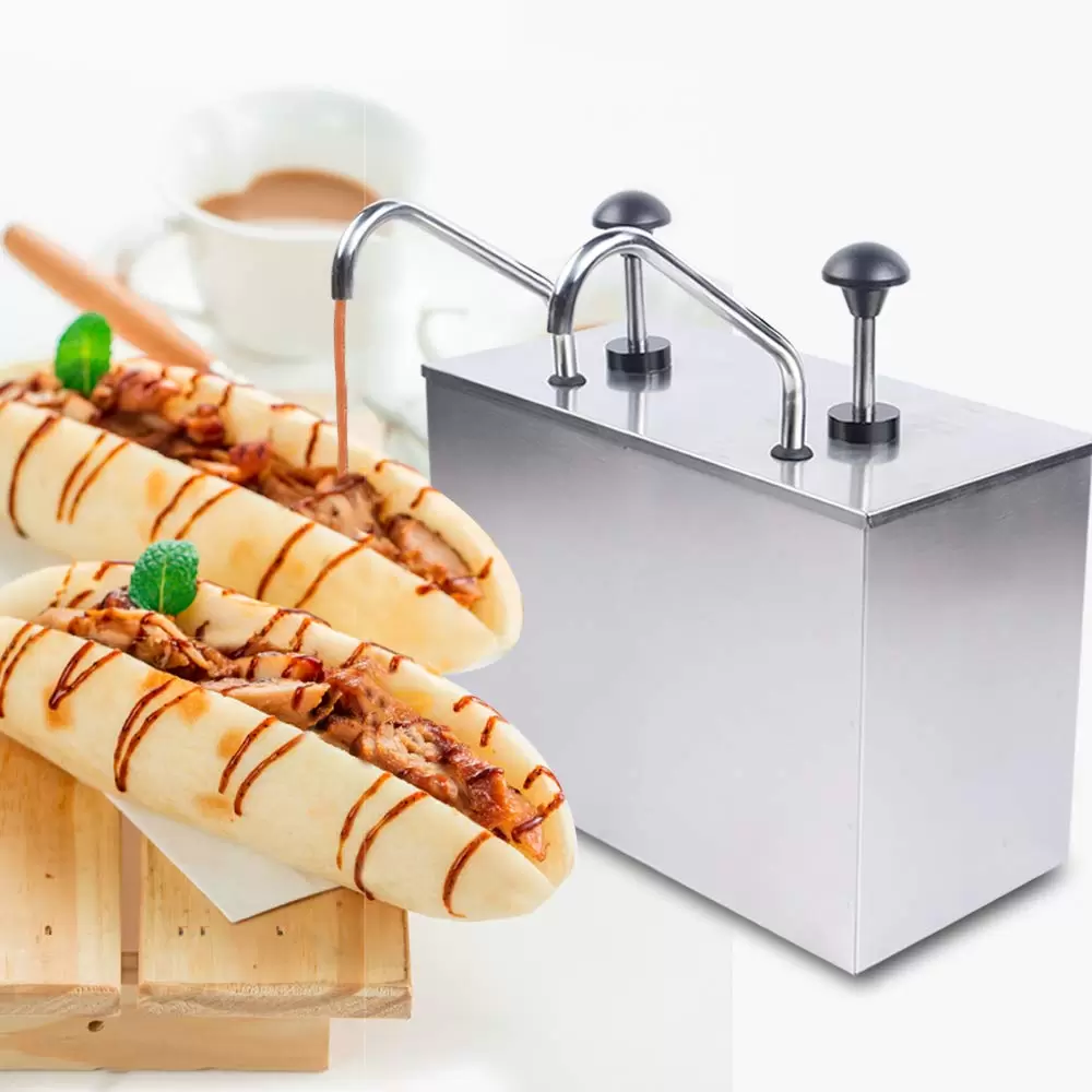 CNCEST 2X4L Edelstahl Pumpspender Soßenspender Mayonaise Senf Spender Saucenspender Dosierspender