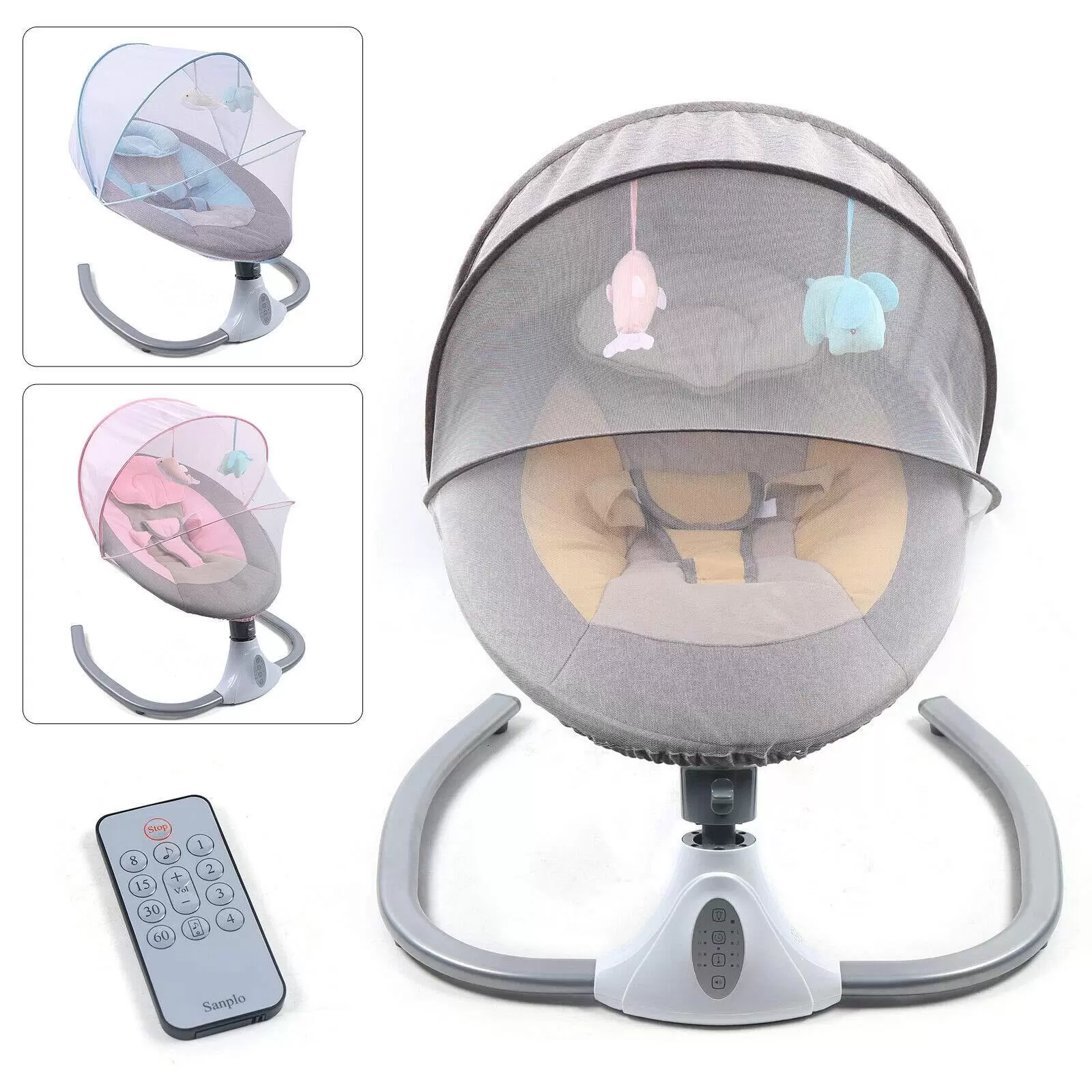 Schaukelstuhl Geschwindigkeitsverstellbare Baby Schaukelstuhl Mit Musik Timer für 0-12 Monate 3-12KG Baby