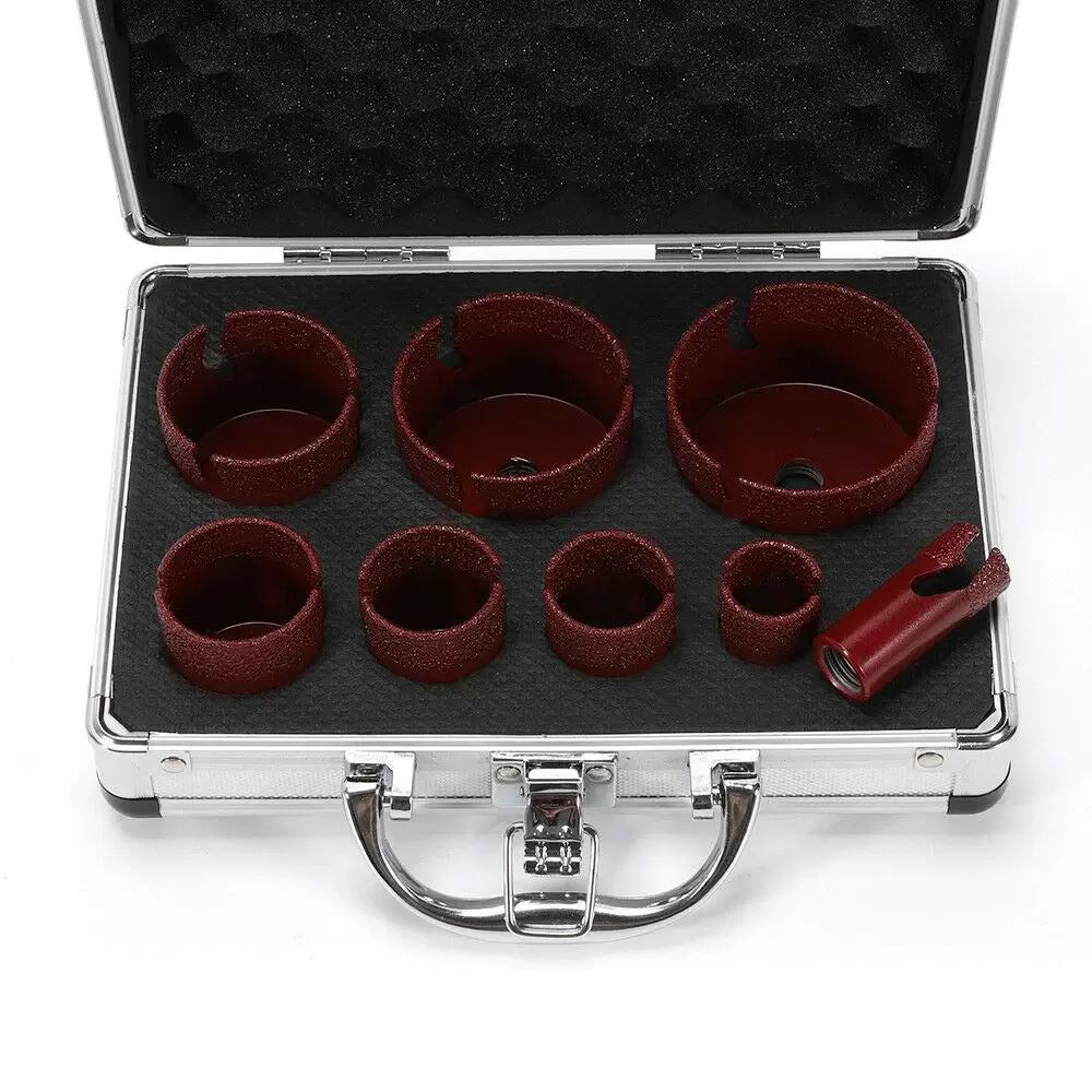 8 Tlg Diamant-Lochsägen-Set M14 Granit Fliesenbohrer 20/25/32/35/40/50/60/68mm Diamant-Bohrkronen Set