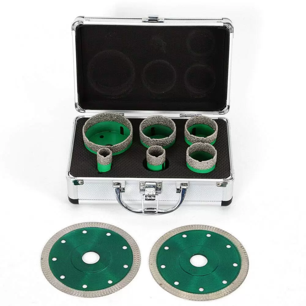 6pcs Diamantbohrer Diamant-Bohrkronen Set M14 Fliesenbohrer Feinsteinzeug kit Lochsägen+2 Kreissäge